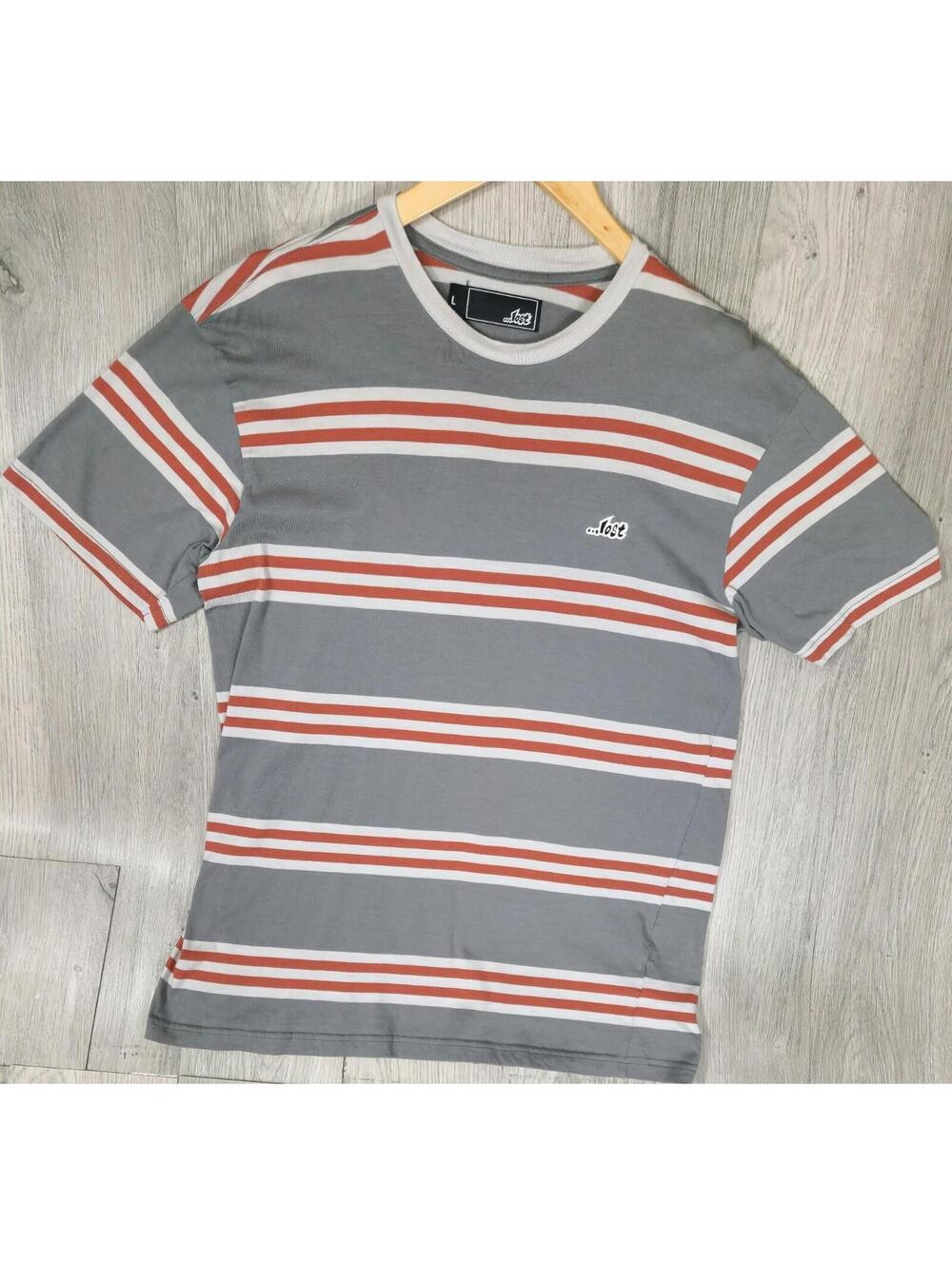 Lost Skateboarding Shirt Mens L Striped T Shirt Short Sleeve Multicolor #12